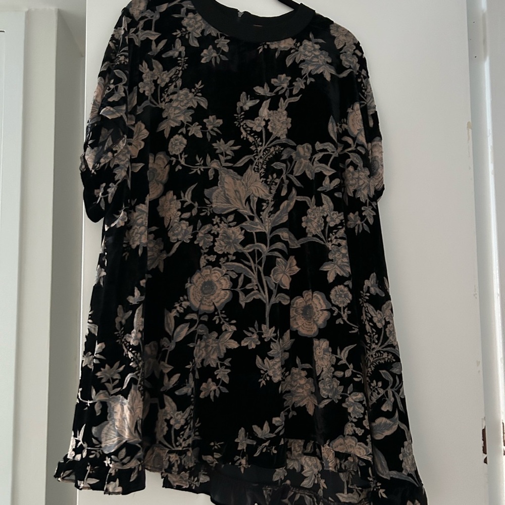 Free People Floral Black and Beige Dress